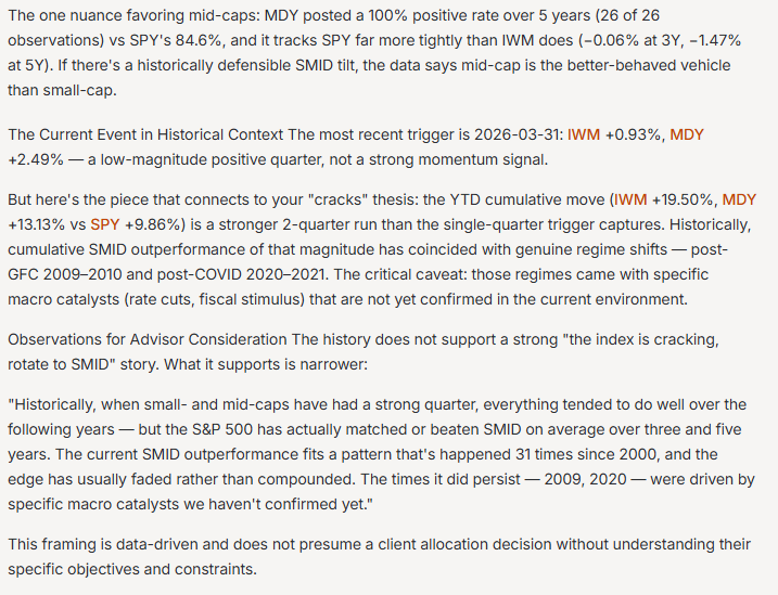 Detailed description of the forward returns table