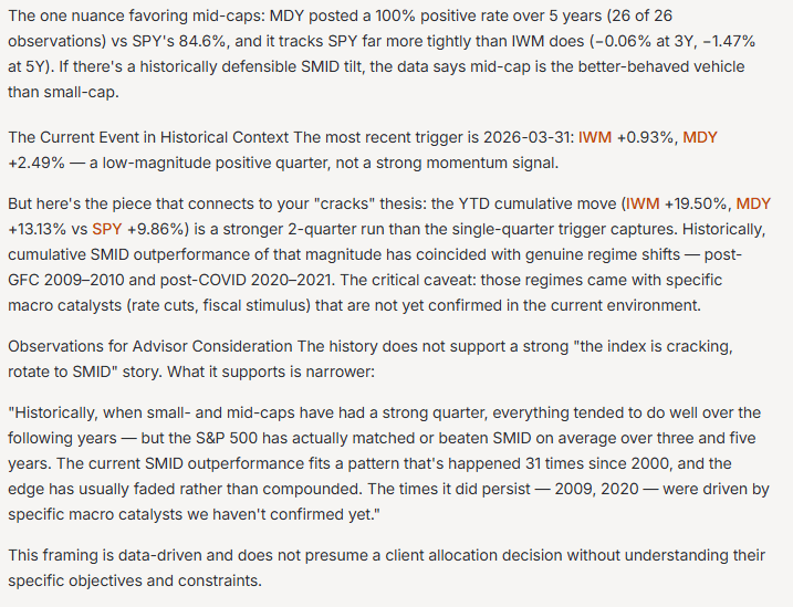 Detailed description of the forward returns table