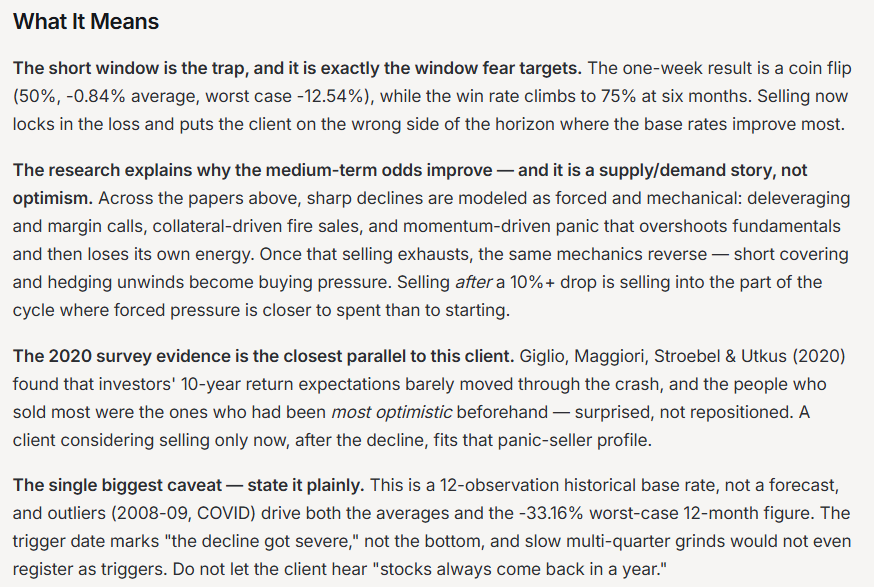 Sharp declines are modeled as forced and mechanical.