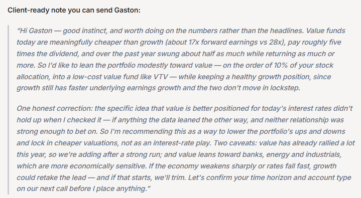 Client-ready note to send Gaston