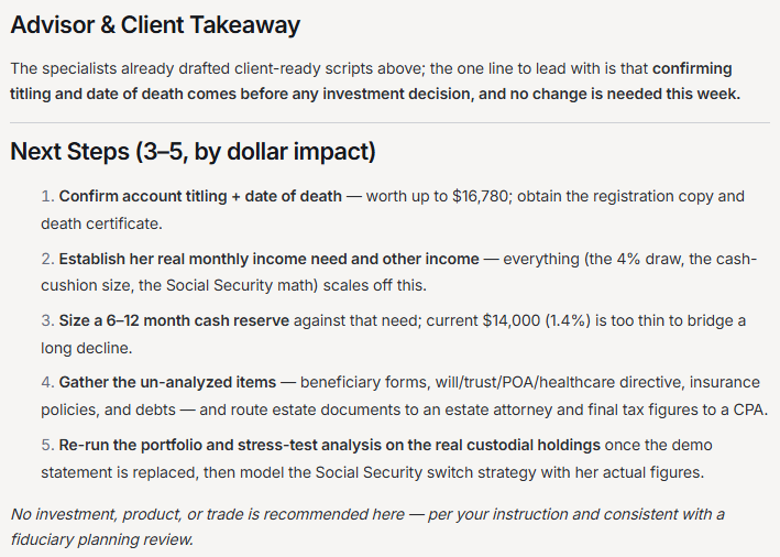 Advisor and client takeaway