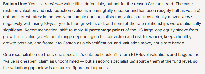 Valuation and risk reduction is the main case, not interest rates.